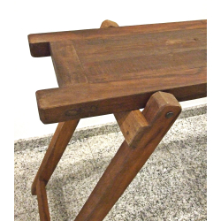 Konsola z drewna egzotycznego 160x40cm Brązowa składana